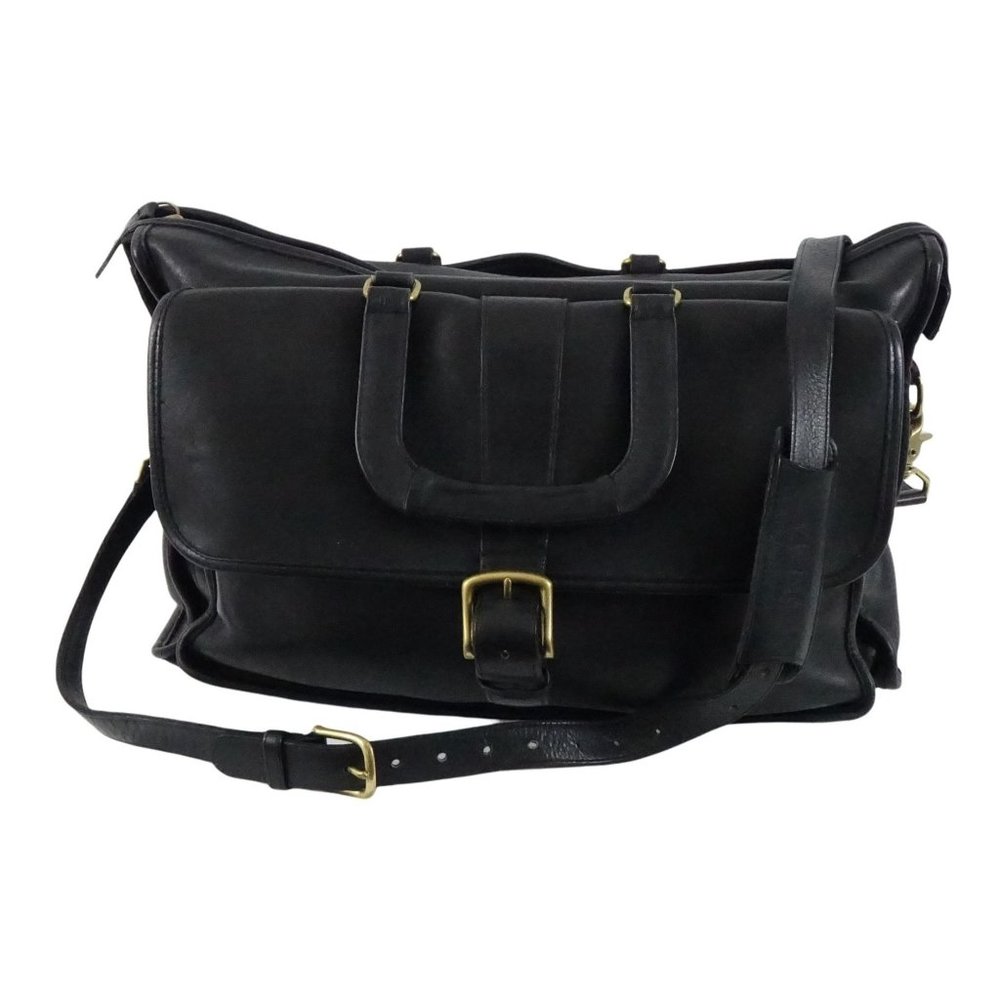Vintage Coach Bag, Harrison Briefcase, Black Leather Messenger,‎ Laptop Bag
